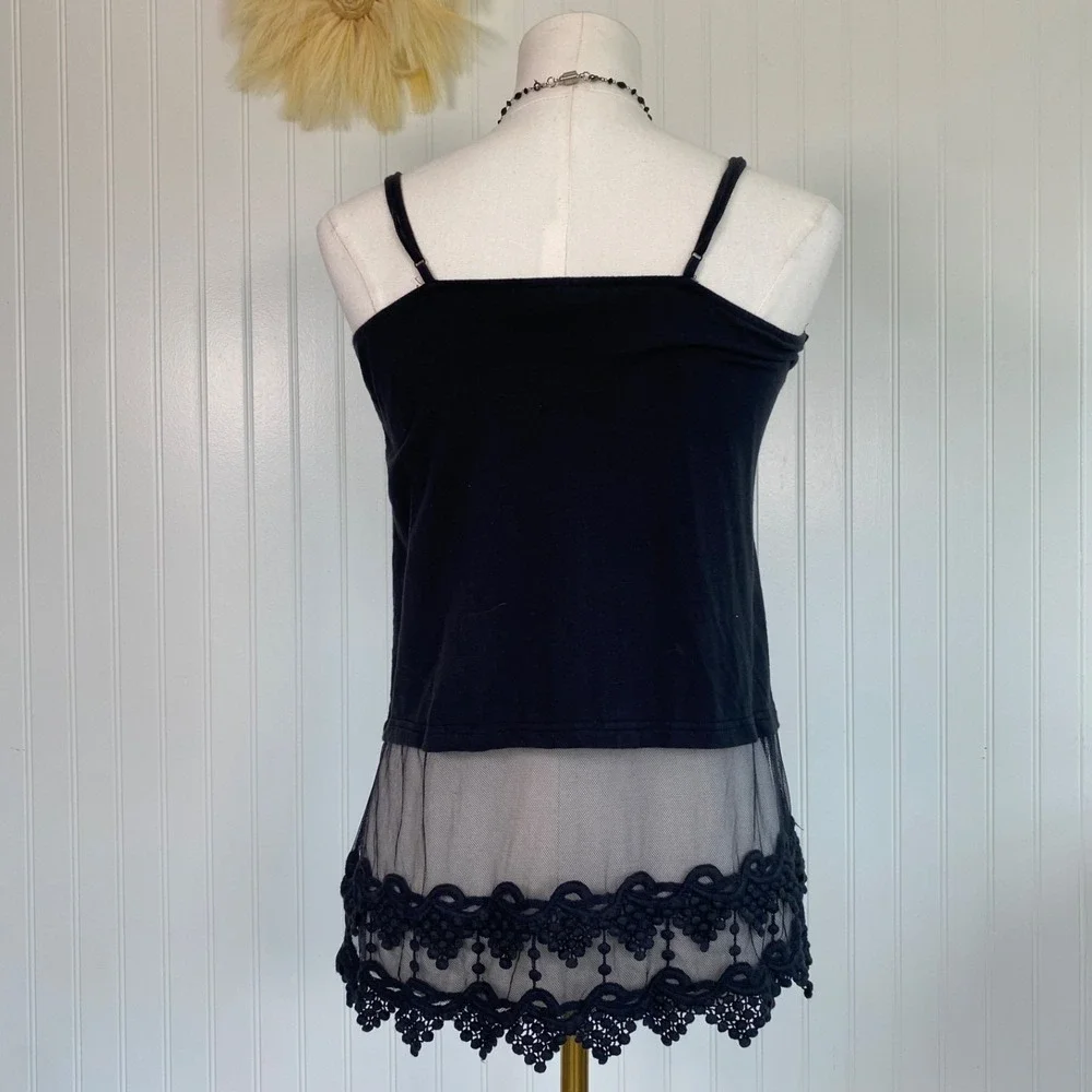 Winter Lennon Womens Whimsigoth Mesh Crochet Trim Cami Top Size S Fairy Grunge - Picture 5 of 11